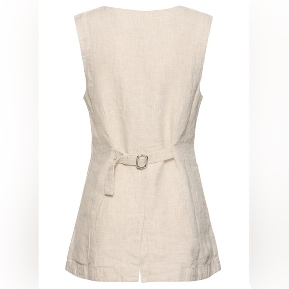 Posse Linen Emma vest and Emma pencil midi skirt set, natural, size M - Picture 3 of 14